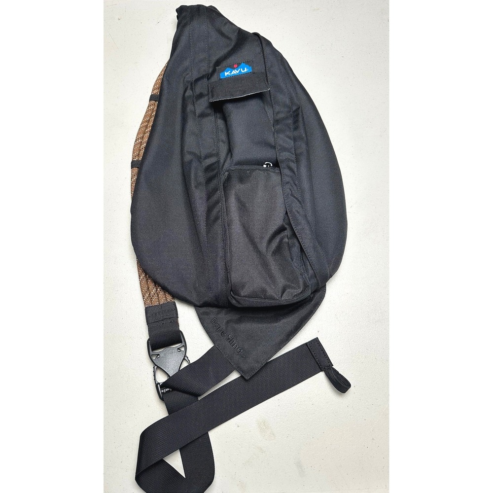 KAVU Rope Sling Bag OS Black Crossbody Backpack Hiking Travel Utility